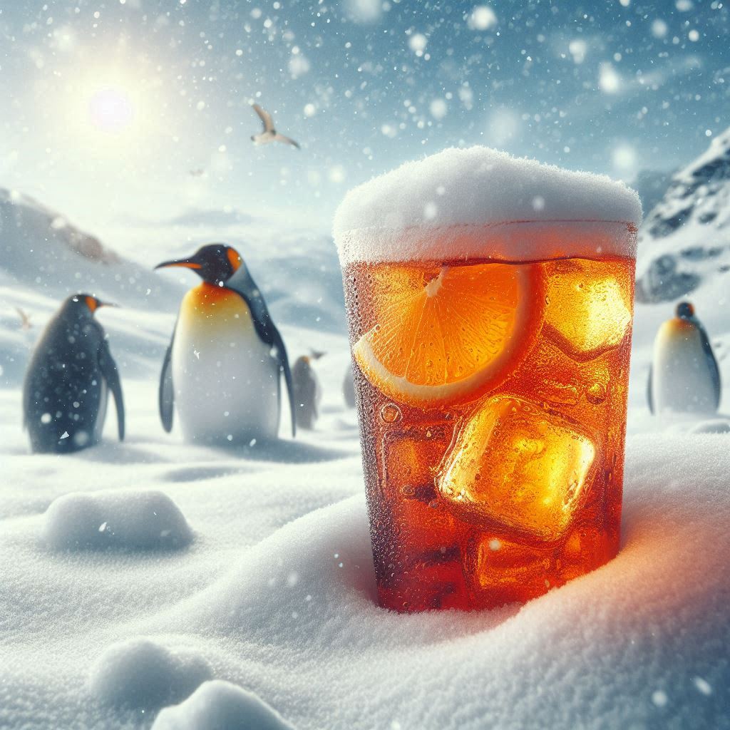 imagen que muestra a unos pingüinos teniendo la emoción de curiosidad al ver un vaso con refresco