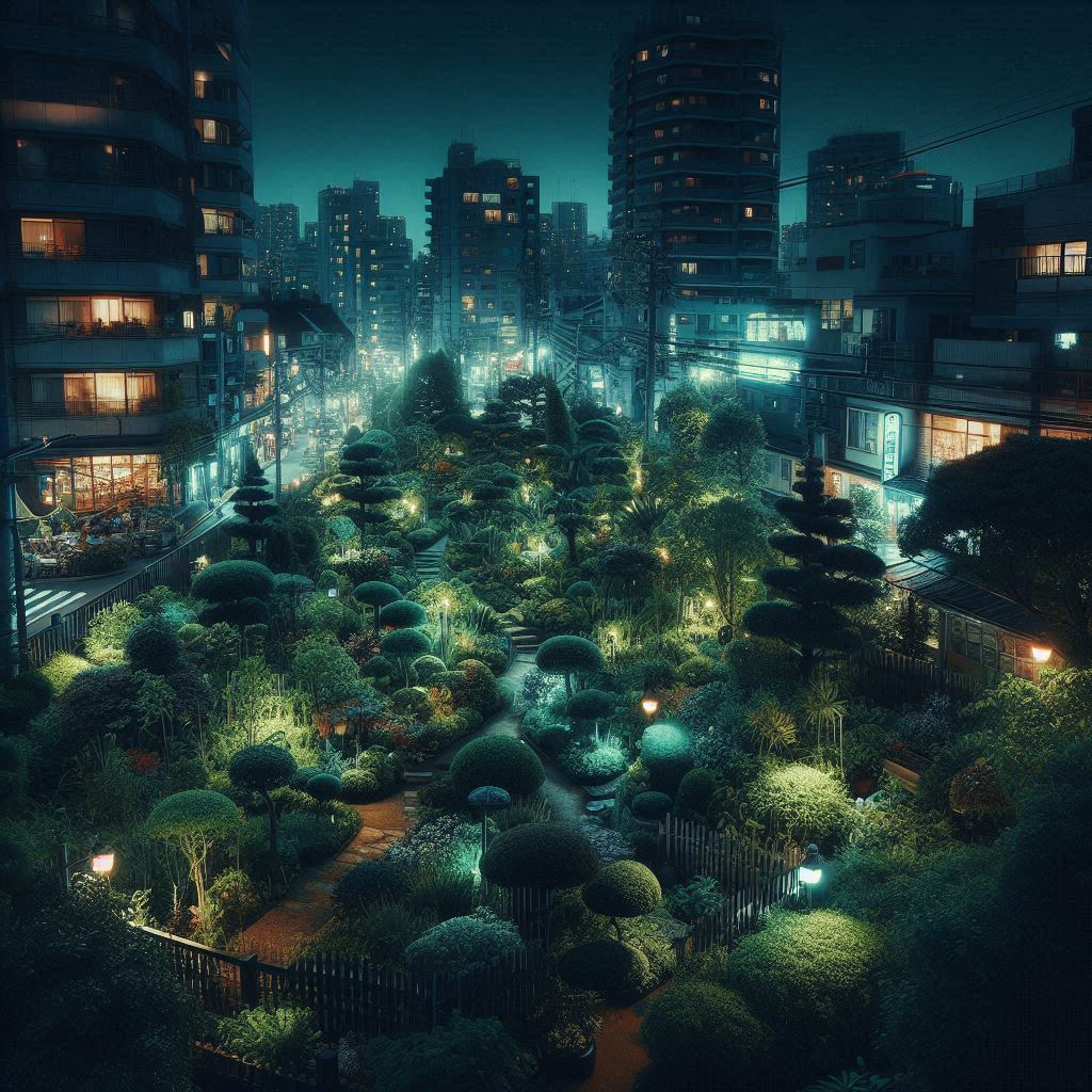 Paisaje de bello jardín dentro de una ciudad para representar la emoción de orgullo